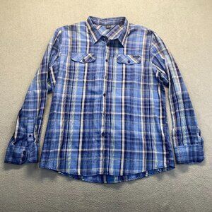 Oakley Dress Shirt Mens Size XLarge Blue Striped‎ Long Sleeve Pockets